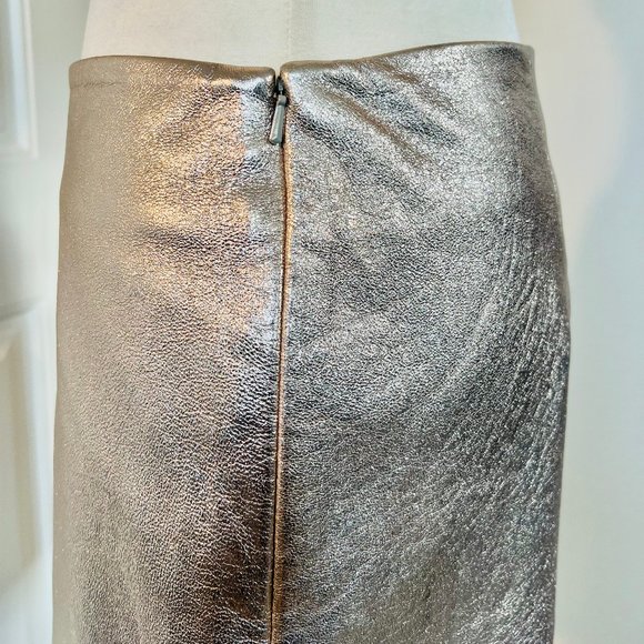 Walter Baker Luxury Haley Silver Metallic A-line Lambskin Leather Mini Skirt - Picture 7 of 15